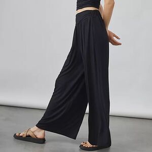 Anthropologie Maeve Wide-Leg Cozy Pant - Black
